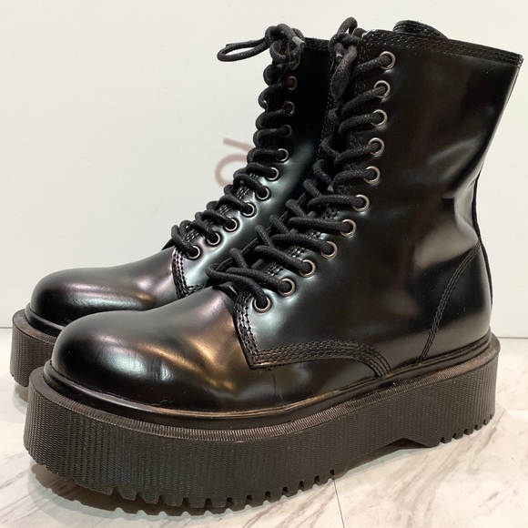 black platform combat boots
